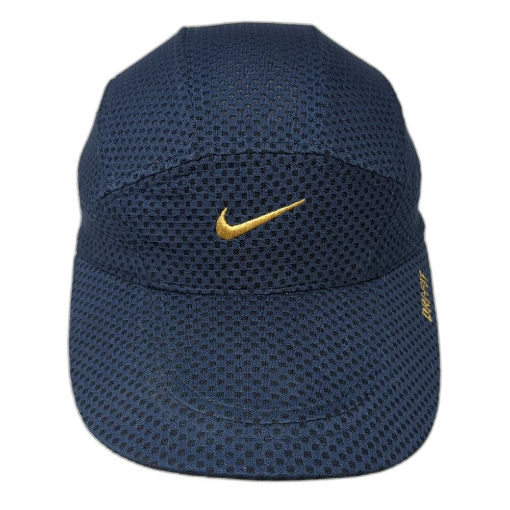 Nike Blue Gold OS Dri-FIT Mesh 5 Panel Strapback Embroidered Swoosh Hat
